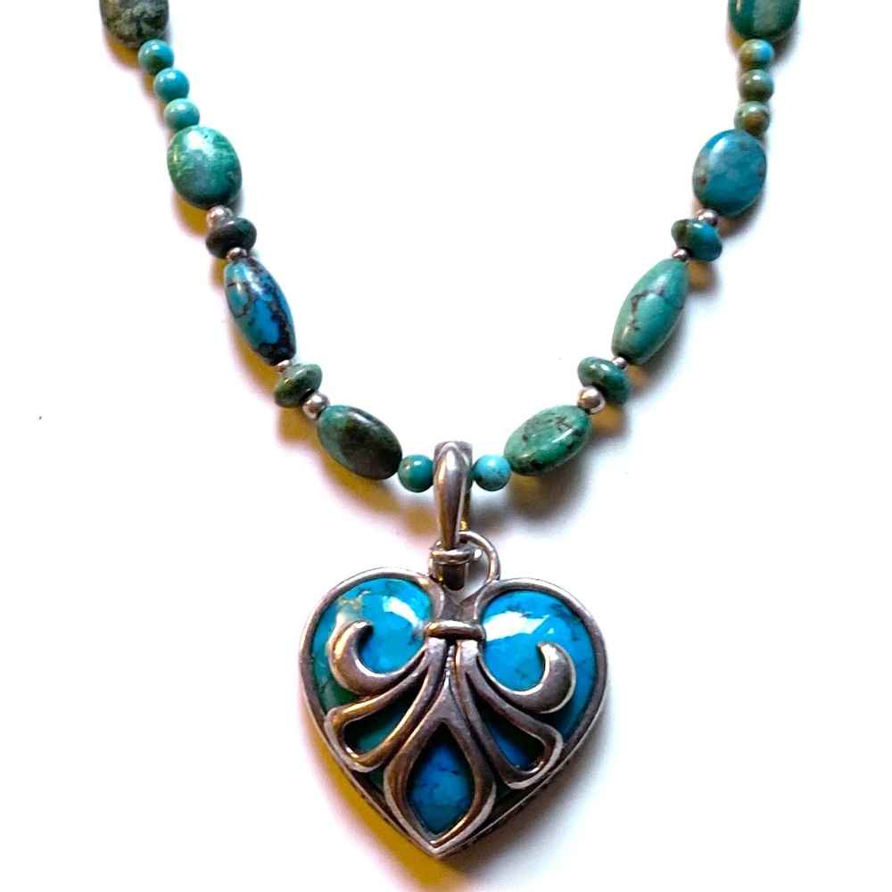 Barse Sterling Silver Turquoise Heart Beaded Chain Necklace